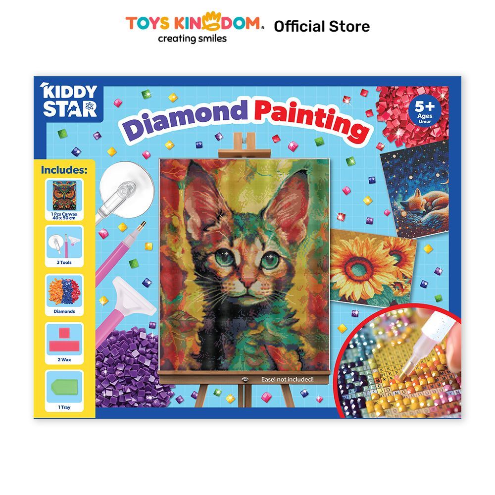 Toys Kingdom Kiddy Star 40x50 cm Set Diamond Painting Colorful Cat 2 Lukisan Kristal Mozaik Kit Hobi