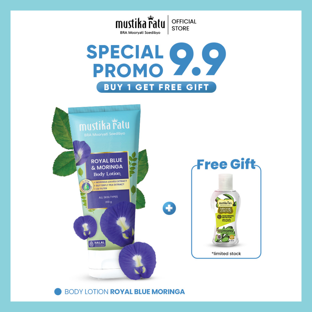 [B1G1] Buy Mustika Ratu Royal Blue & Moringa Body Lotion 200 mlFREE Minyak Zaitun Skin Firming Nutri