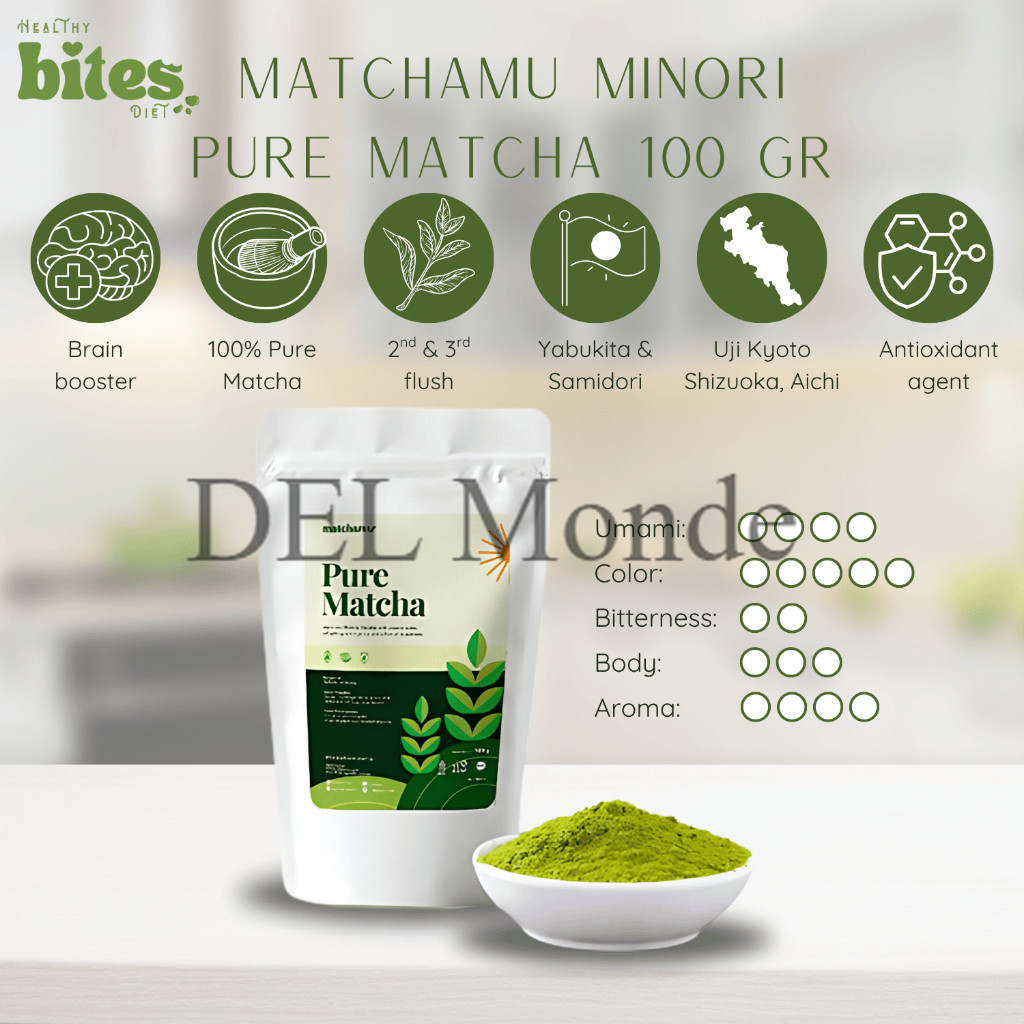 

PromoMinori Pure Matcha Powder 100gr Matchamu Pure Japanese Matcha Bubuk Matcha Jepang Matcha Premium