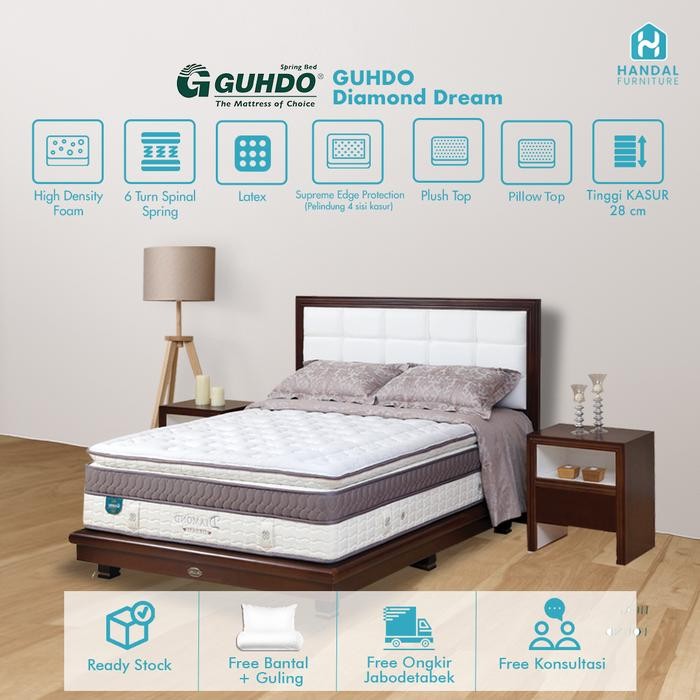 PROMOKasur Springbed Guhdo Diamond Dream Latex Anti Bakteri Anti Guncang Dengan Pillow Top Medium Fi