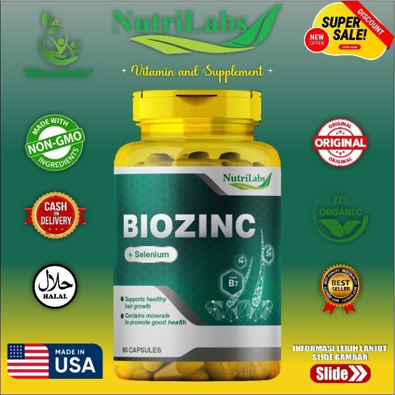 Biozinc. Biotin Zinc Selenium Original Nutrilabs USA