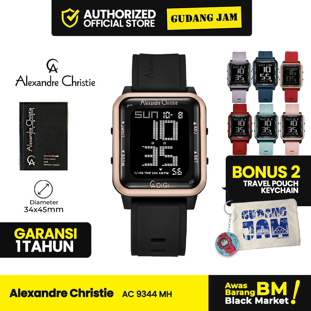 Jam Tangan Pria Alexandre Christie AC 9344 MHR Digital Rubber Strap