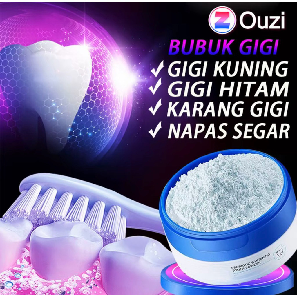 OUZI BUBUK PEMUTIH GIGI MENGATASI KARANG GIGI / GIGI KUNING PASTA GIGI PEMBERSIH GIGI