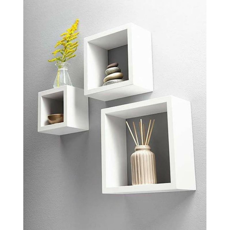 Rak Dinding Kotak Persegi Gantungan Dinding Hias Rak Dinding Penyimpanan Bumbu Aesthetic dari kayu a