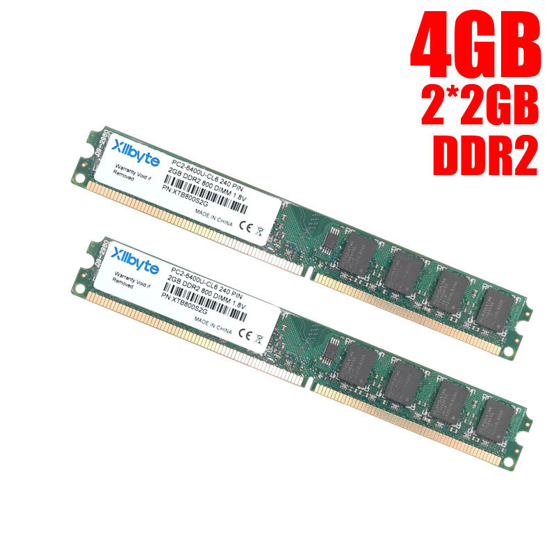Xllbyte DIMM DDR2 800Mhz/667Mhz 4GB(2GB*2Pieces) PC2-6400/PC2-5300 memory for Desktop RAM,good quali