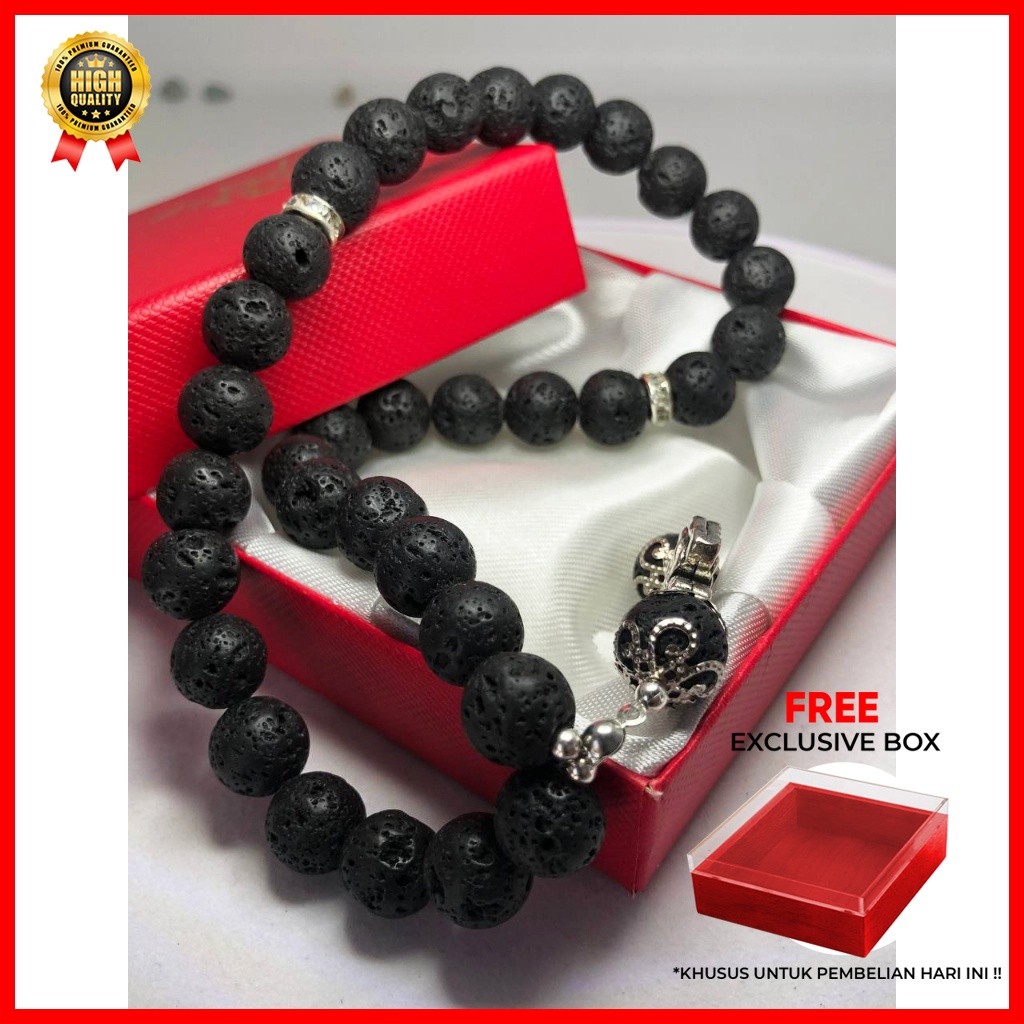 Tasbih Tiger Eye & Lava Stone Asli – Tasbih Batu Alam Giok 33 & 99 Butir dengan Rumbai & Liontin Laf