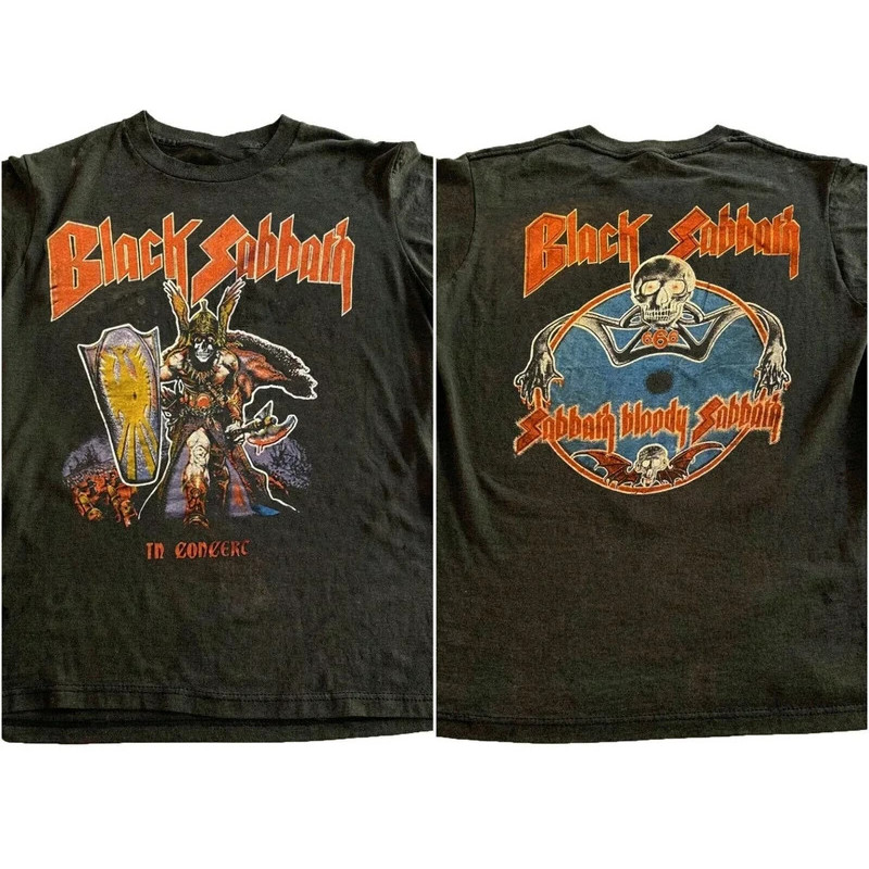 Cetak Grafis Black Sabbath In Concert 1978 Kaos Klasik Lengan Pendek 2 Sisi Kaos Lengan Pendek Pria 