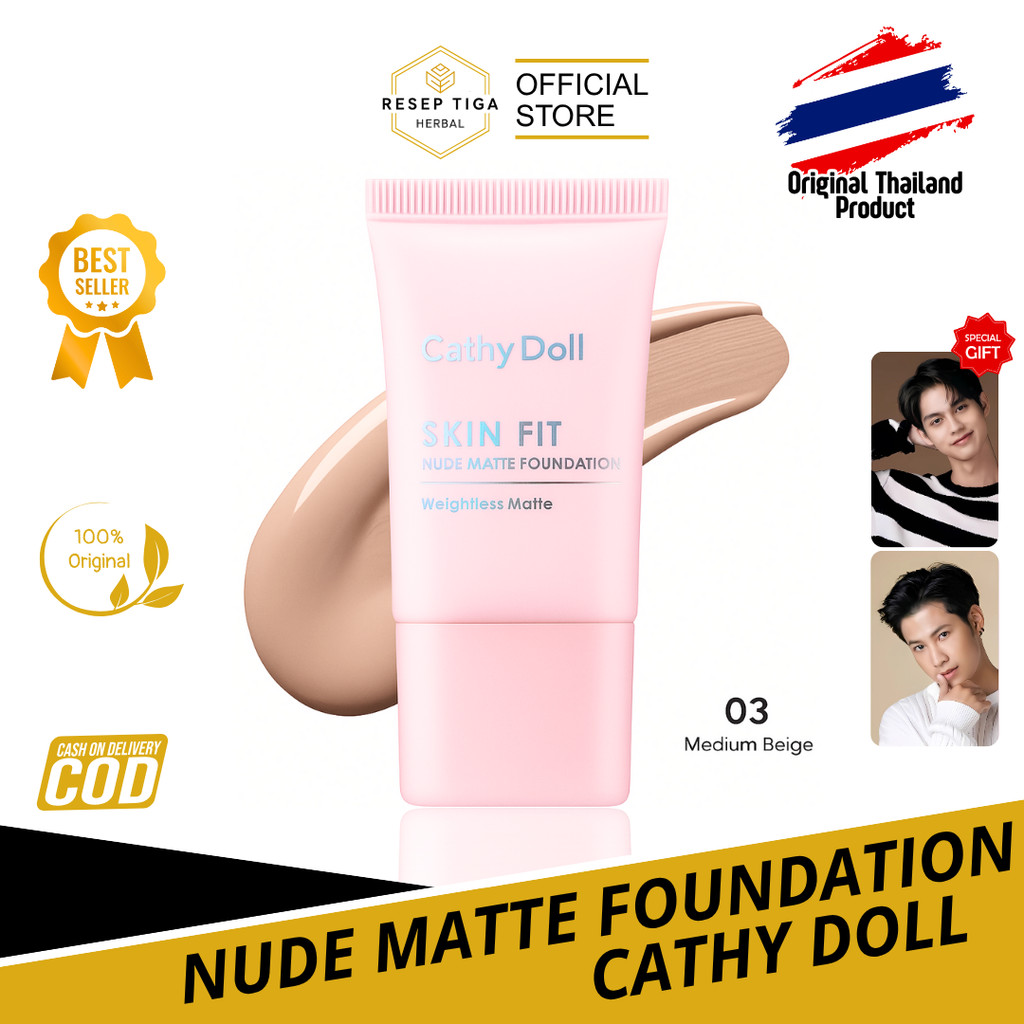 CATHY DOLL SKIN FIT NUDE MATTE FOUNDATION 15ML | FOUNDATION THAILAND