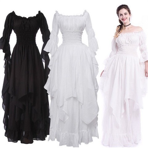 2025 Gorgeous Lace Bell Sleeve Off-Shoulder Vintage Gothic Dress cosplay Ball Princess Dress