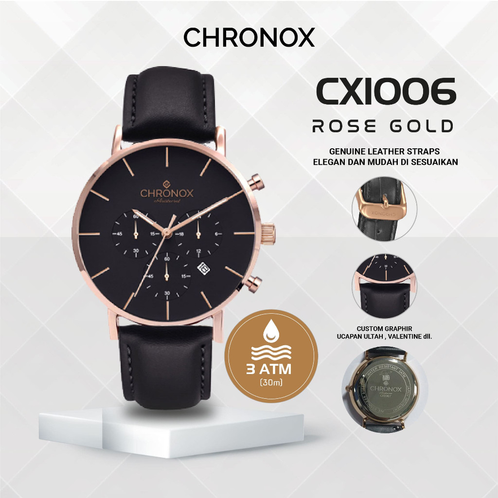 CHRONOX Jam Tangan Pria Kulit Analog - CX1006 EVERLAST