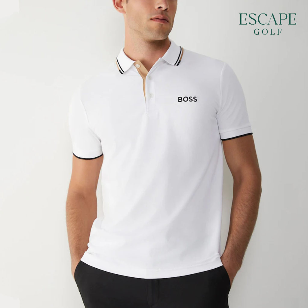Kaos Polo Pria Golf | Hugo Boss Paddy Pro Cotton-Blend Men’s Golf Polo Shirt - White