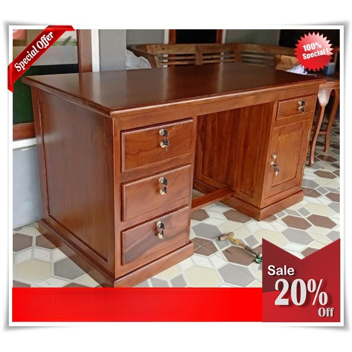 Meja Biro Kayu Meja Kantor Kayu Jati Kualitas Bagus