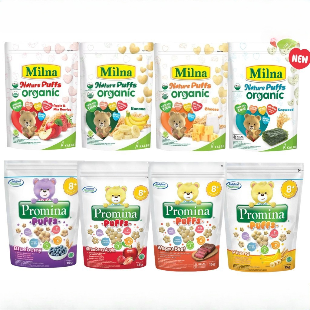 Milna Puff Organic 15gr Biskuit Kecil MPASI Rasa Buah Lezat Sehat dan Aman Untuk Bayi