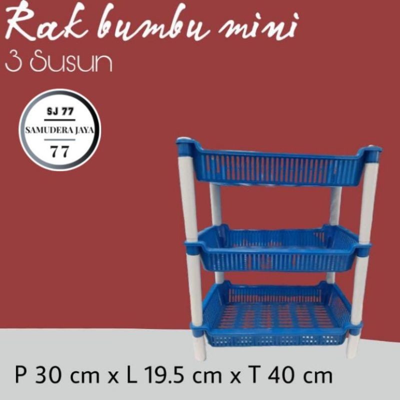 RAK CABE PLASTIK SEGI PETAK 3 SUSUN / RAK BUMBU DAPUR PLASTIK SERBAGUNA