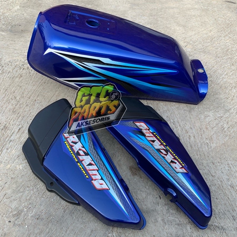 Paket Tangki Yamaha RX King Tahun 2007 Set Bok Aki Rx King Warna Biru Set Stiker