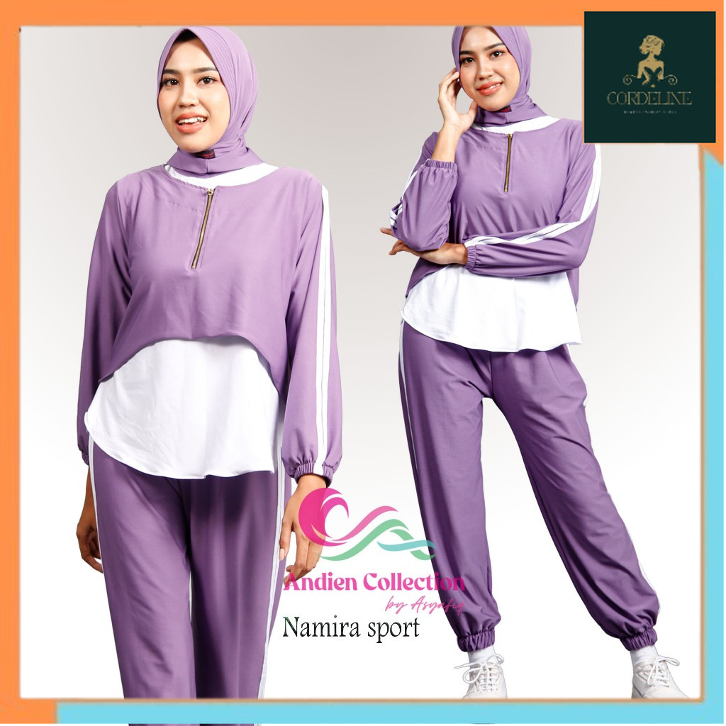 NAMIRA SPORT | Setelan Baju Wanita Set 4 in 1 | Baju Olahraga | Set Baju Senam, Bersepeda