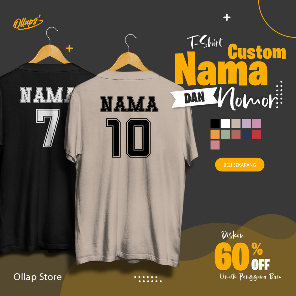 Baju kaos pria wanita cotton combed 24s "CUSTOM NAMA" Digital Printing Baju Kaos Distro RHS