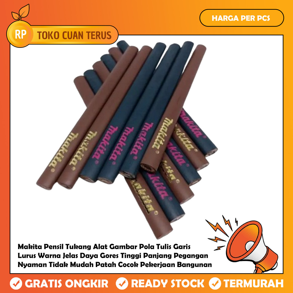 Makita Pensil Tukang Alat Gambar Pola Tulis Garis Lurus Warna Jelas Daya Gores Tinggi Panjang Pegang