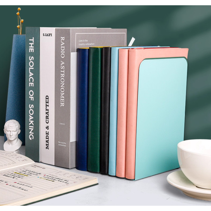 2 Penjaga Buku Sederhana Besar, Penjepit & Penahan Buku, Dapat Dilebarkan untuk Meja Belajar, Penata