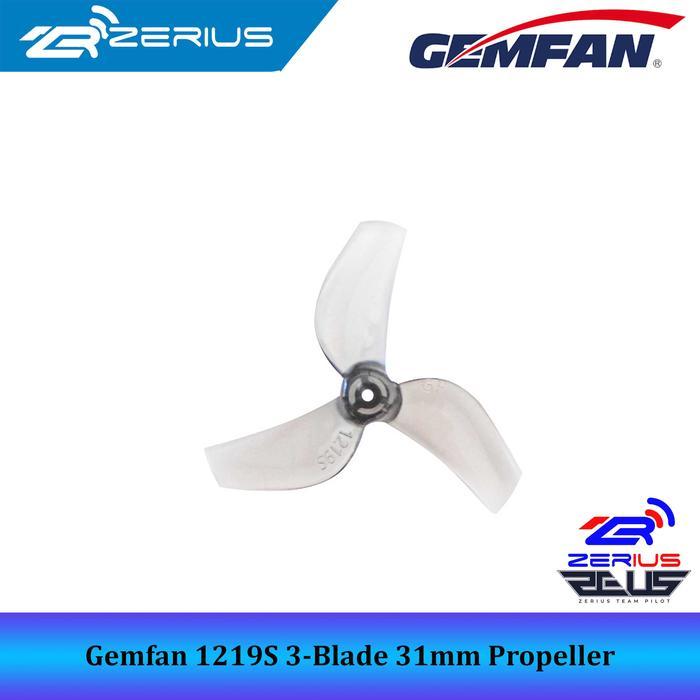 Gemfan 1219S 31mm 3-Blade 0.8mm 1mm Shaft Propeller - Clear Gray 1mm