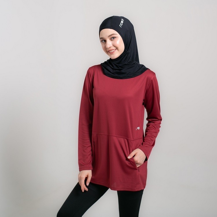 NOORE SPORT HIJAB - Noore - Meriliane - Pro Top Baju Olahraga Wanita - Lightweight Quick Dry Breatha