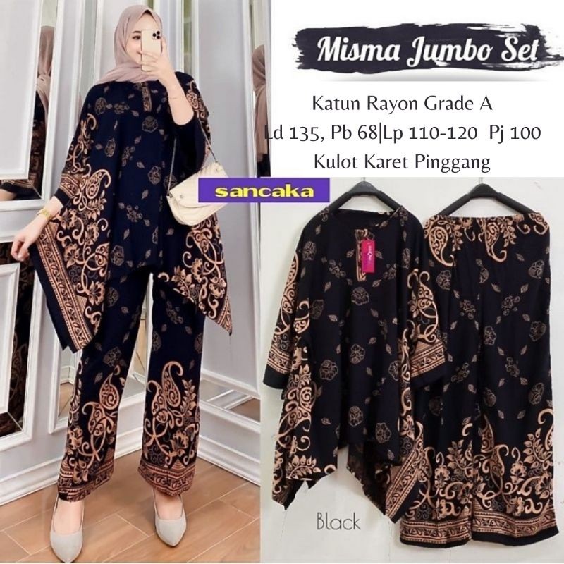 SETELAN JUMBO WAKA PREMIUM ONE SET RAYON PIYAMA MURAH SET WANITA MOTIF BATIK