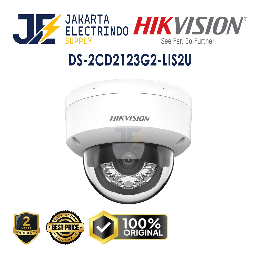 Hikvision DS-2CD2123G2-LIS2U 2 MP Acusense Support Two Way Audio Smart Hybrid Light Fixed Dome Netwo