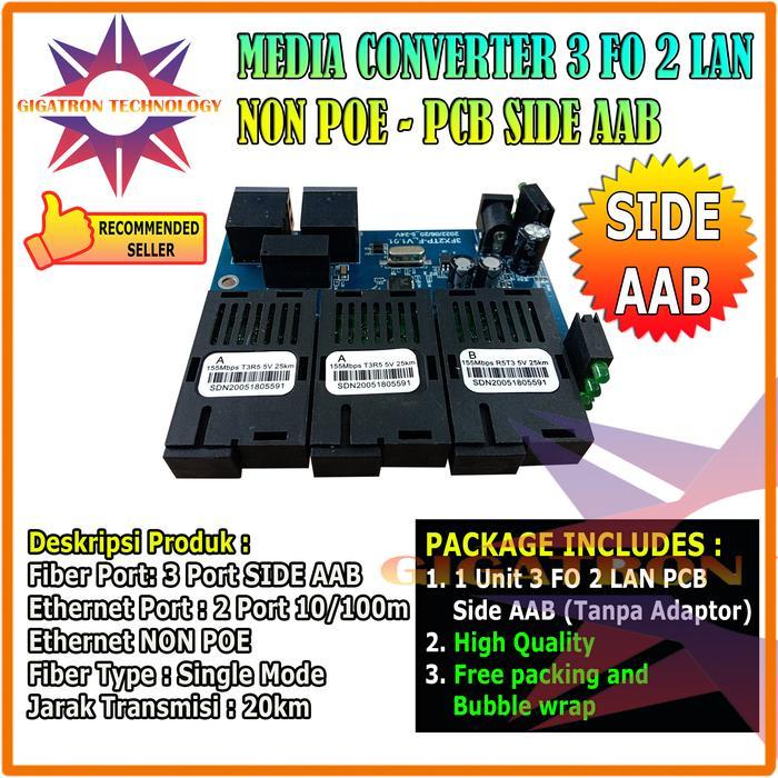 Media Converter 3 Port FO 2 Port LAN 10/100 / Switch Fiber 3 FO 2 LAN - 3FO2LAN PCB AAB