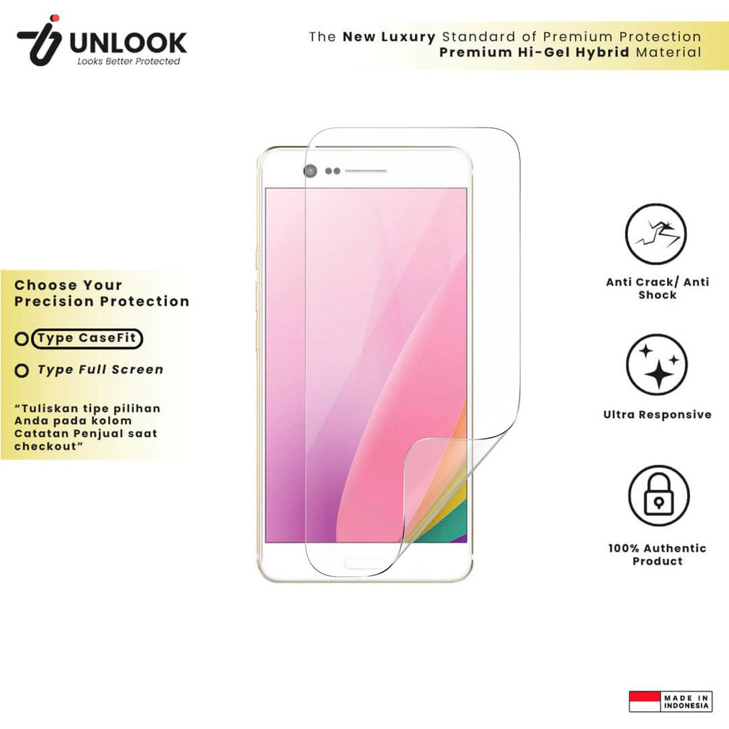 UNLOOK Hi-GEL HYBRID Hydrogel+ Screen Protector for Sharp Z3, Z2, SHL22, SH80F, S3, S2, Pi, MS1, Bas
