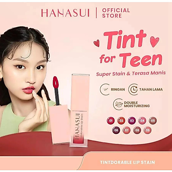 BM Hanasui Tintdorable Lip Stain - Lip Tint Melembapkan Transferproof Tahan Lama Natural Formula Rin