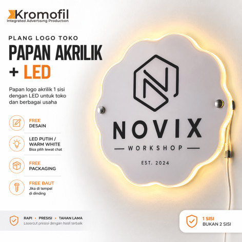 PLANG LOGO TOKO / PLANG PAPAN TOKO / PAPAN LOGO AKRILIK + LED / PAPAN AKRILIK LOGO