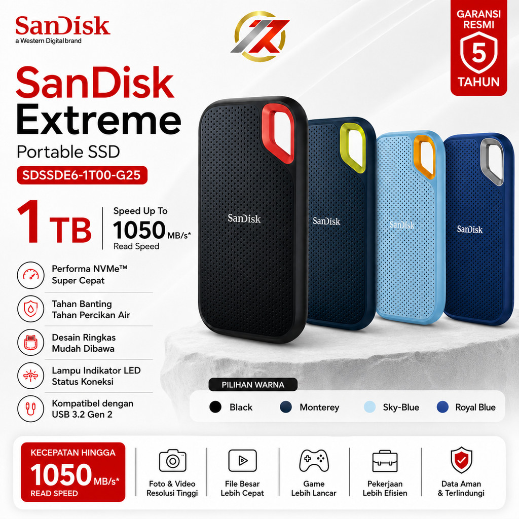 SANDISK Extreme 1TB SDSSDE6-1T00-G25 Portable SSD 1050mbps / SSD Portable 1TB SANDISK Extreme 1050Mb