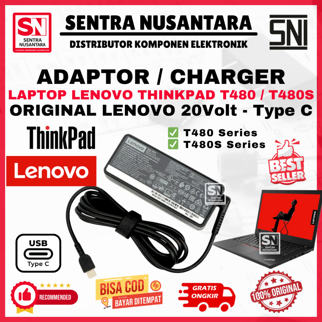 Adaptor Charger Laptop LENOVO THINKPAD T480 / T480S Series | Adaptor Laptop LENOVO THINKPAD T480/T48