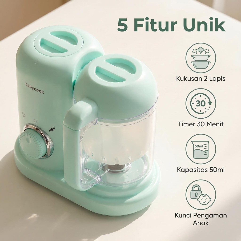 KURU FC2001 Electric Food Chopper Blender Makanan Bayi MPASI Elektrik STARMAS Kaca Mini Chopper Blen