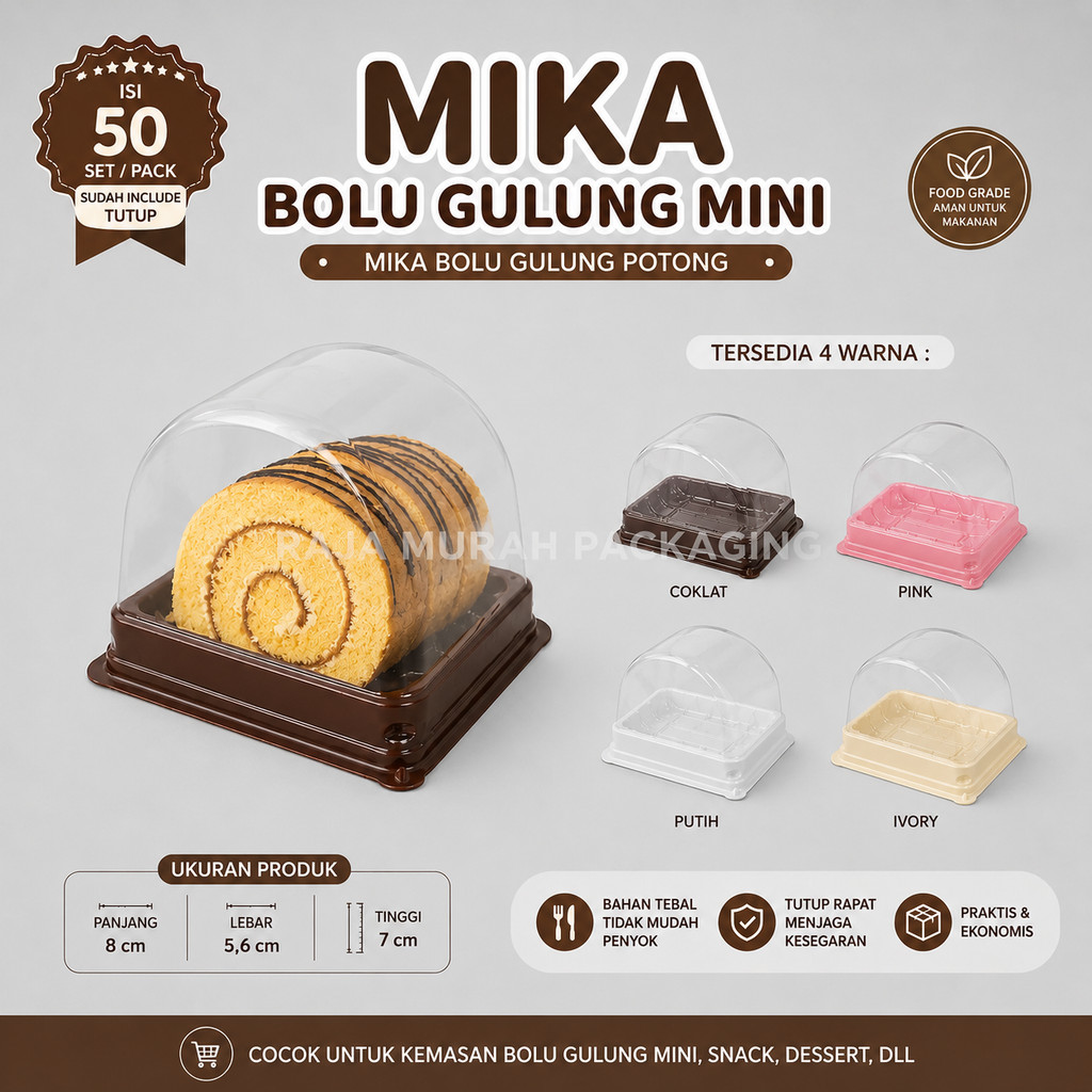 [ISI 50] Mika Bolu Gulung Mini / Tray Roll Cake Kotak Mini Kue Potong