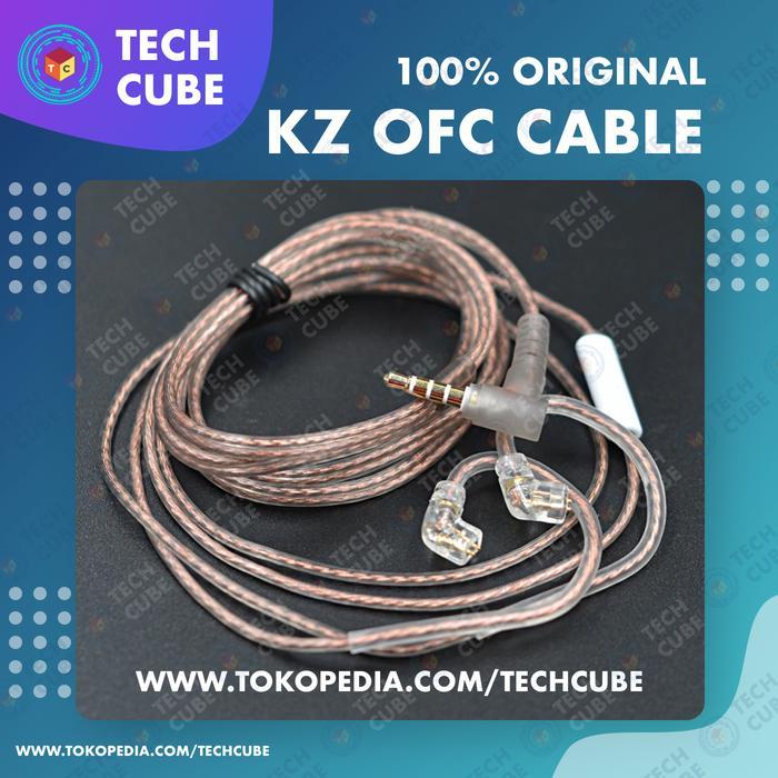 KZ Kabel Cable OFC Flat with Mic Upgrade KZ Type B dan C ZEX ZSN PRO X - Brown OFC Pin C, With Mic