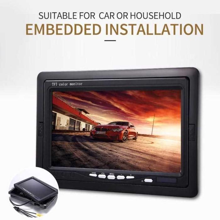 Layar Monitor Mobil 7 Inch LCD Kamera Mundur Parkir Mobil Camera 8 LED - Monitor