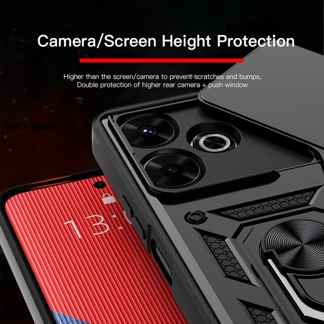 Case XIAOMI REDMI 13 4G 13 X / POCO M6 4G Case Armor Slide Ring Camera Protection Anti Shock

