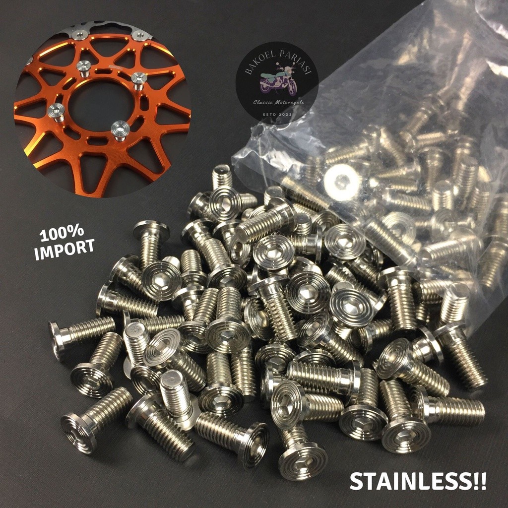 BAUT PIRINGAN CAKRAM BAUT DISK STAINLESS IMPORT BAUT PIRINGAN DRAT 12 BAUT STAINLESS DRAT 12