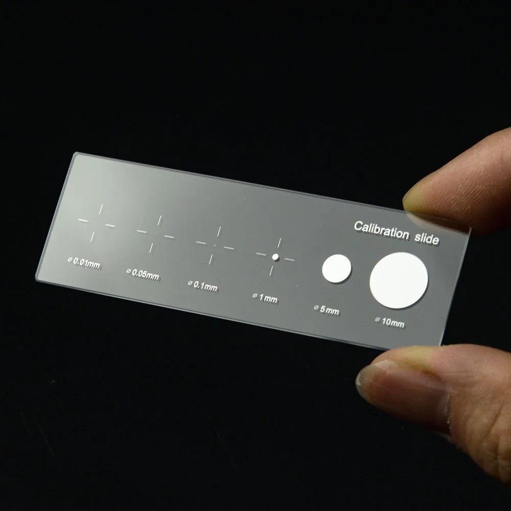 Cross Dot Min 0.01mm Glass Microscope Stage Micrometer Calibration Slide with Scales