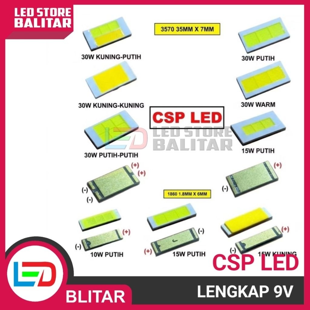 LED CSP LENGKAP 1860 3570 4575 7070 15W 20W 30W 60W PUTIH KUNING BY RZXLED