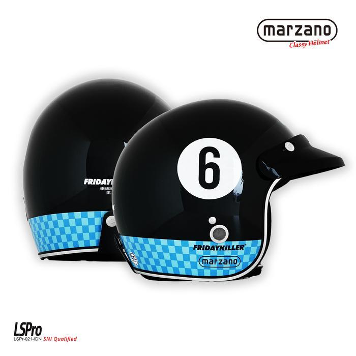Helm Retro Marzano X Friday Killer - 666 RACING BLACK - S