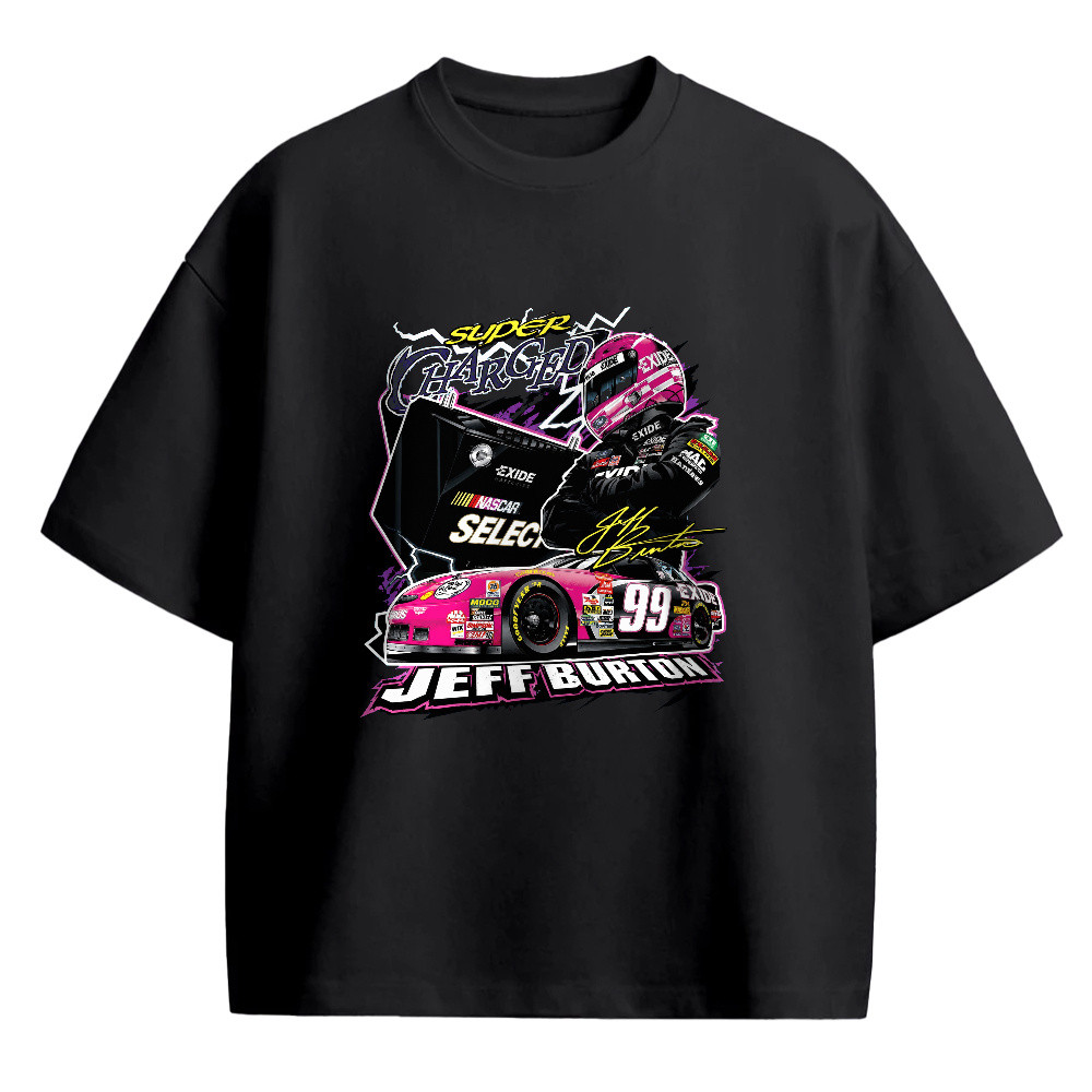 Kaos Premium Racing NASCAR Jeff Burton #99 Exide Pink Car, Sablon DTF Motif Grafis Vintage Retro, Ts