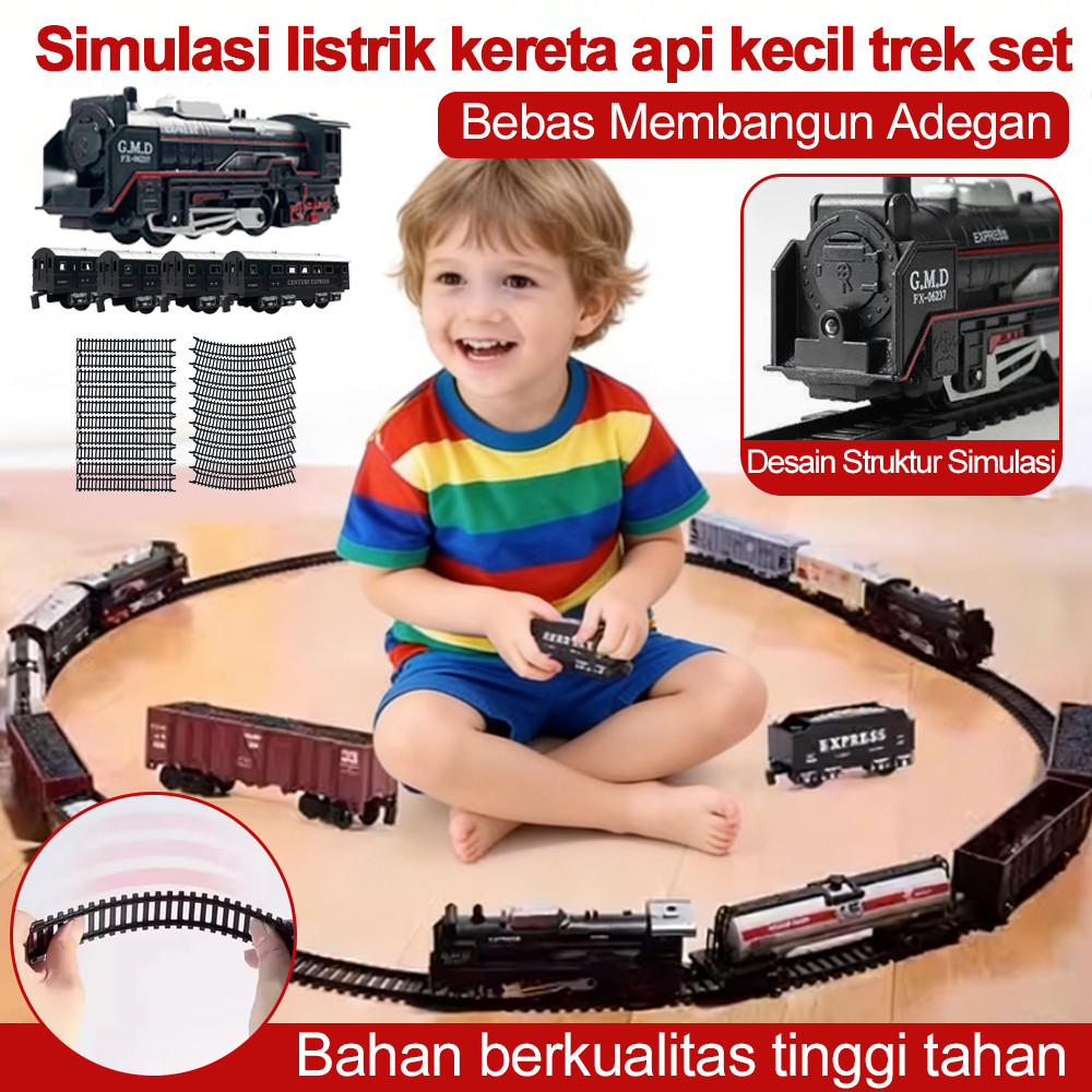 Mainan kereta api anak set rel kereta rail king Panjang electric rail king