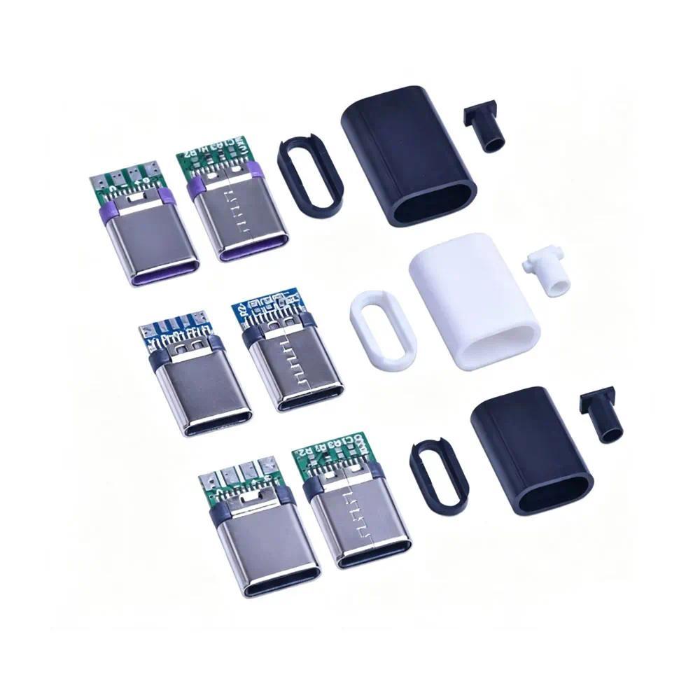 5 buah konektor USB pengisian cepat 5A tipe-C, kepala steker jantan dan steker ekor, terminal listri