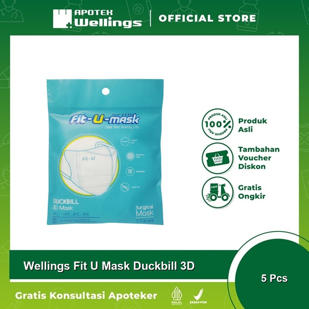 Wellings Fit U Mask Duckbill 3D 5 Pcs