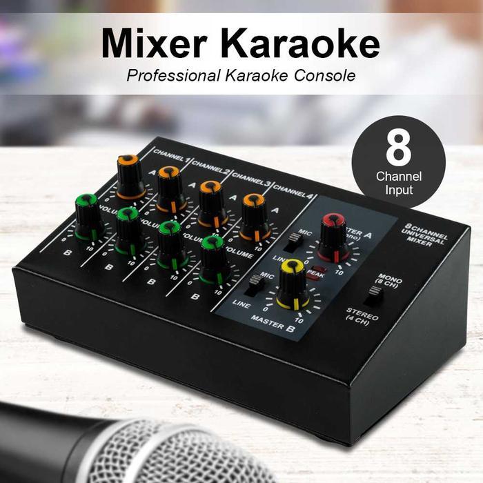 Mixer Audio Professional Console Karaoke Mixer 8 Channel Input Mic