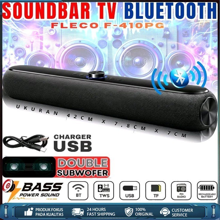 BISA COD BISA COD Speaker Bluetooth Full Bass TV, Laptop, Komputer, HP SOUNDBAR FLECO F-410PG Speake