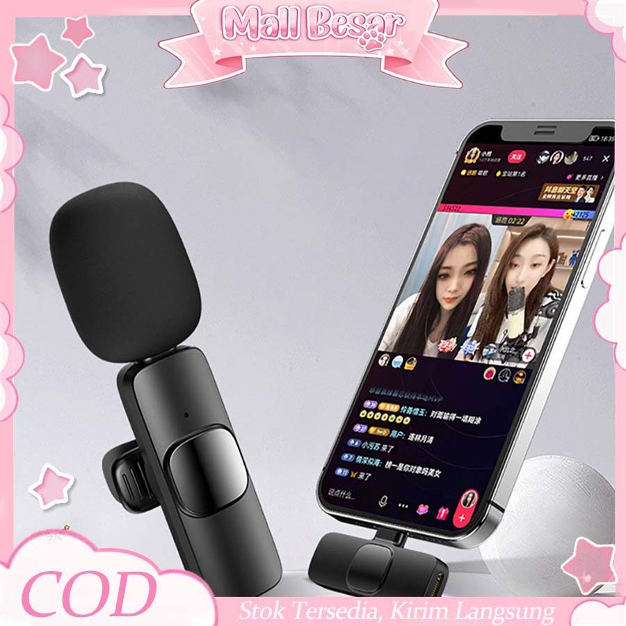 Microphone Clip On Mic Clip On Mikrofon Lavalier Wireless Mic Untuk Vlog Dan Rekaman HP