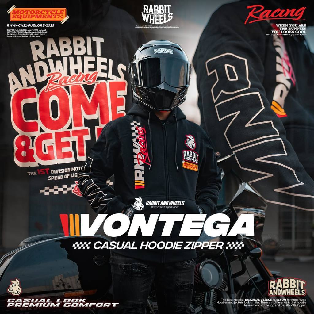 VONTEGA Hoodie Casual Zipper - RABBIT AND WHEELS